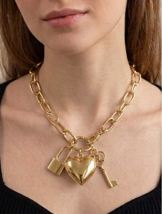 Heart Lock and Key Necklace