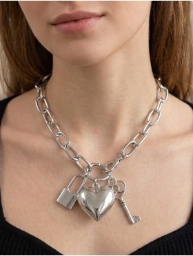 Heart Lock and Key Necklace