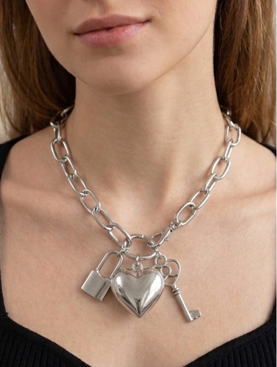 Heart Lock and Key Necklace