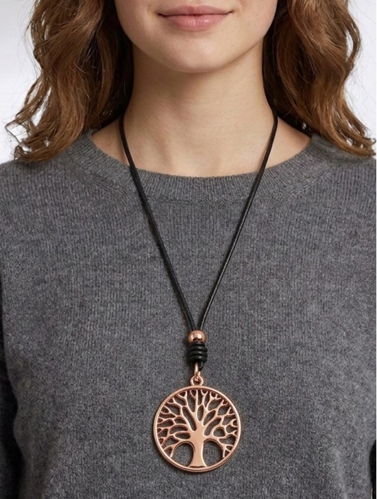 Rope Necklace W/ Tree Pendant