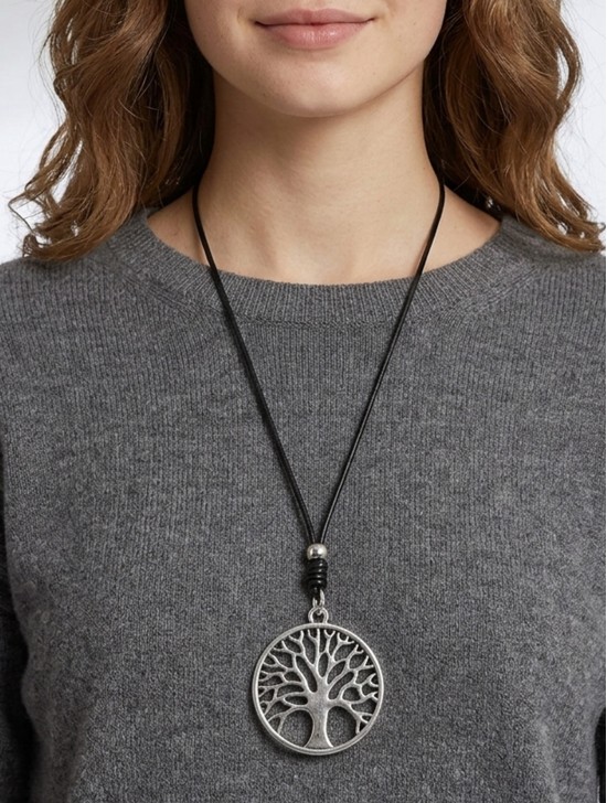 Rope Necklace W/ Tree of Life Pendant