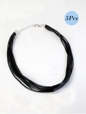 Black Multi-Rope Necklace (3 Pcs)