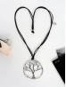 Rope Necklace W/ Silver Tree Pendant