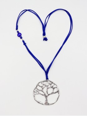 Rope Necklace W/ Silver Tree Pendant