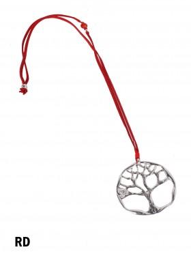 Rope Necklace W/ Silver Tree Pendant