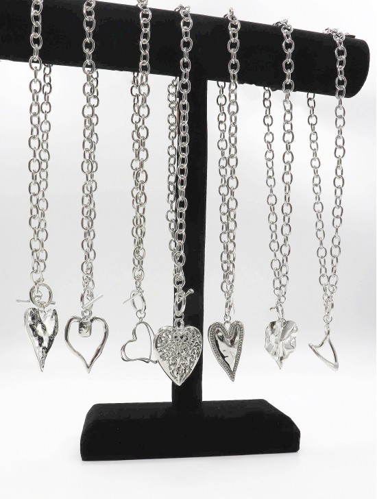 Heart Necklace 7pc Multi-Pack with Display (DSP1018) (7 Pcs)