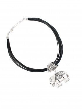 Multi-Rope Necklace W/ White Elephant Pendant