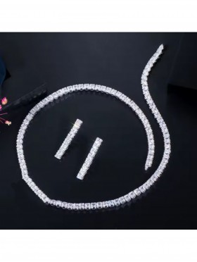 Rhinestone Crystal Necklace and Earrings Set