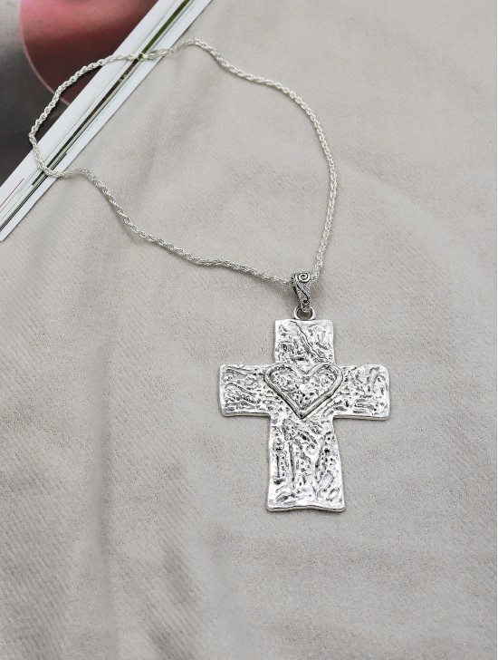 Chain Necklace W/ Cross and heart