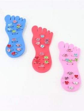 Butterfly Rhinestones Toe Ring (12 Pcs)