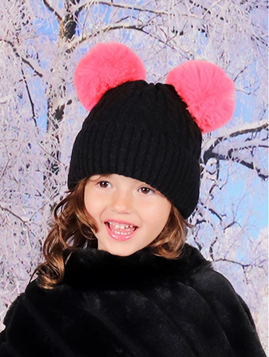 Kids Double Pom Pom Knitted Hat (Plush Inside) Kids Double Pom Pom Knitted Hat (Plush Inside)