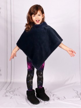 Kids Plush Poncho w/ Faux Fur Neckline (3-7 Years)
