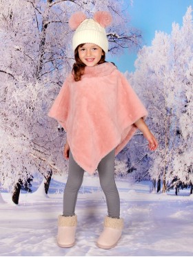 Kids Plush Poncho w/ Faux Fur Neckline (3-6 Years)