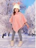 Kids Plush Poncho w/ Faux Fur Neckline (3-7 Years)