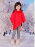 Kids Plush Poncho w/ Faux Fur Neckline (3-7 Years)