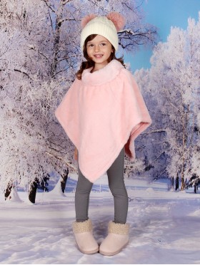 Kids Plush Poncho w/ Faux Fur Neckline (3-6 Years)