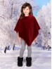 Kids Plush Poncho w/ Faux Fur Neckline (3-7 Years)