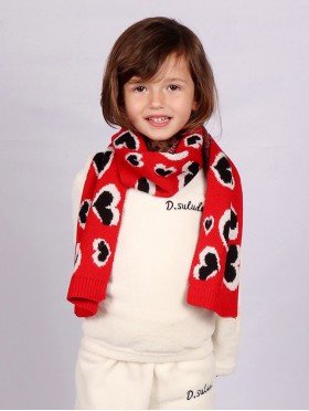 Kid's Heart Patterned Scarf