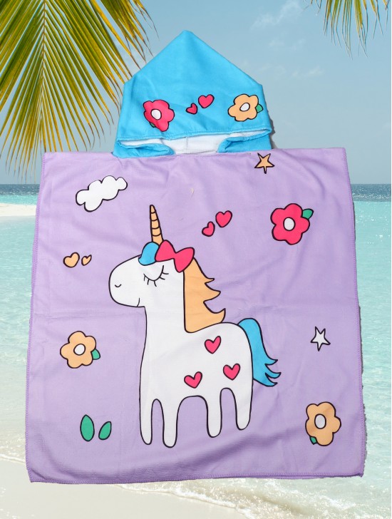 Kids Unicorn Patterned Hoodie Towel