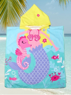 Kids Mermaid Patterned Hoodie Towel