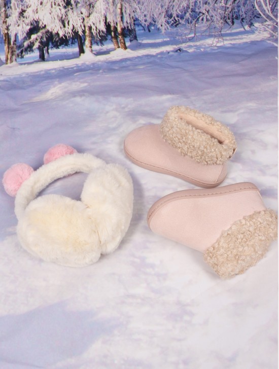 Kids Keelan Boots + Cute Bear Ears Plush Earmuff