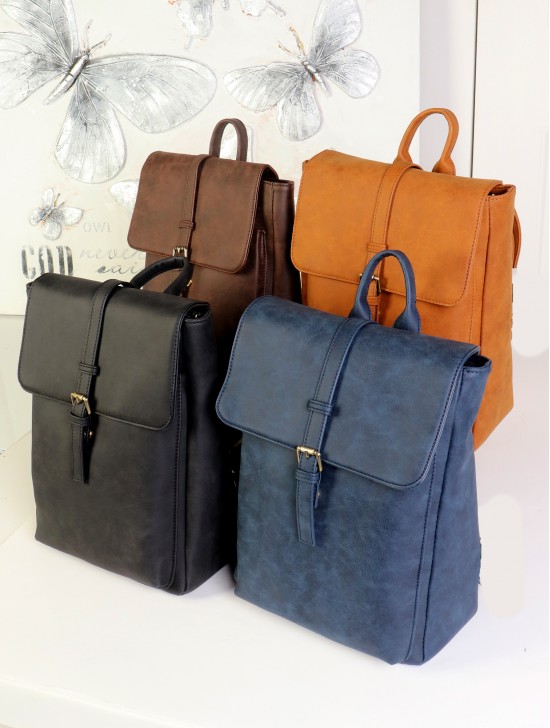 Faux Leather Laptop Backpack W/ Multiple Compartments