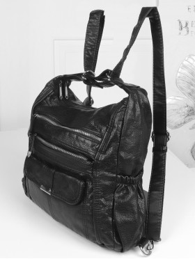 SOLID FAUX LEATHER SATCHEL/BACKPACK