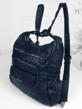 SOLID FAUX LEATHER SATCHEL/BACKPACK