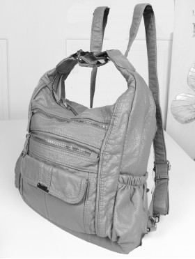 SOLID FAUX LEATHER SATCHEL/BACKPACK