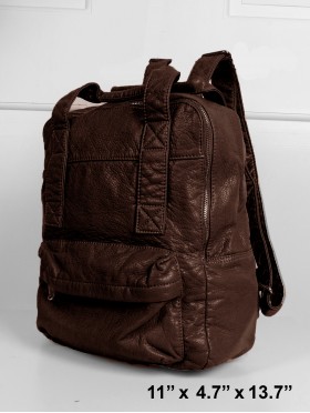 SOLID FAUX LEATHER BACKPACK