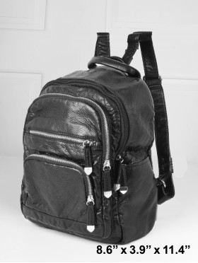 SOLID FAUX LEATHER BACKPACK