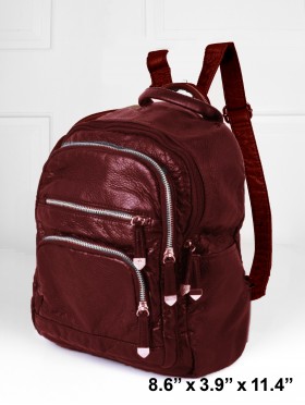 SOLID FAUX LEATHER BACKPACK