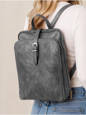 Faux Leather Laptop Backpack W/ Multiple Compartments