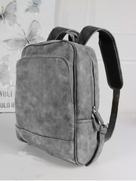 Faux Leather Laptop Backpack W/ Multiple Compartments