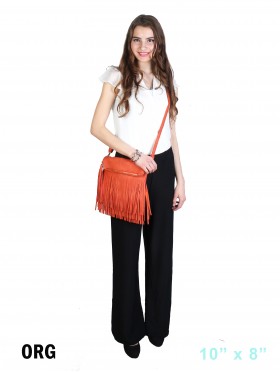 TASSELED ZIP CROSSBODY SATCHEL