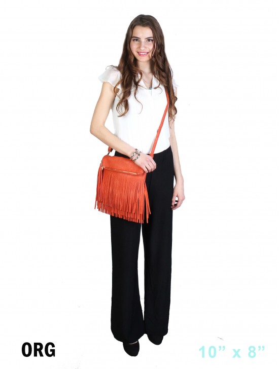 TASSELED ZIP CROSSBODY SATCHEL