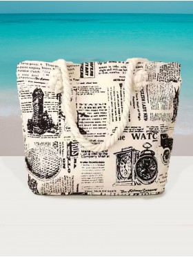 Newspaper Print Canvas Tote Bag