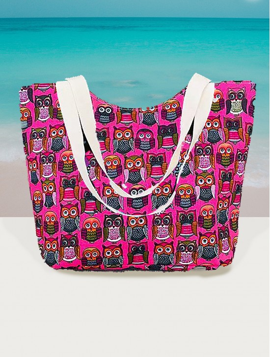 Owl Pattern Canvas Tote Bag