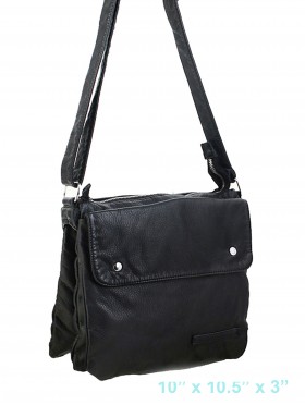 SOLID FAUX LEATHER SATCHEL