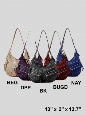 Solid Faux Leather Semi Circular Satchel