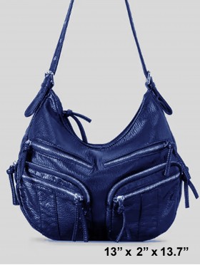 Solid Faux Leather Semi Circular Satchel