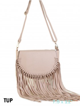 Faux Leather Fringe Crossbody Bag