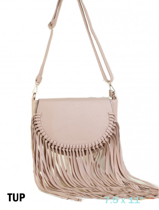 Faux Leather Fringe Crossbody Bag