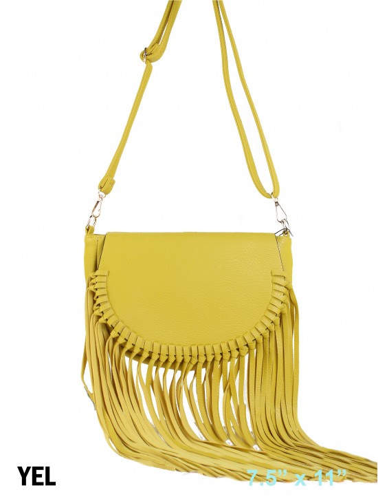 Faux Leather Fringe Crossbody Bag