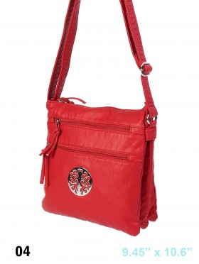 Front Zip Medallion Faux Leather Cross-body