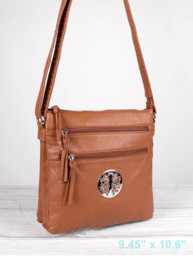 Front Zip Medallion Faux Leather Cross-body