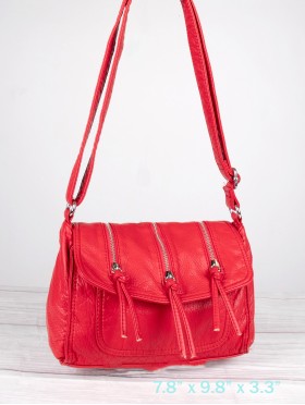 Solid Faux Leather Front Pocket Satchel