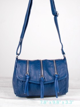 Solid Faux Leather Front Pocket Satchel