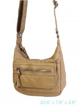 Solid Faux Leather Front Pocket Satchel
