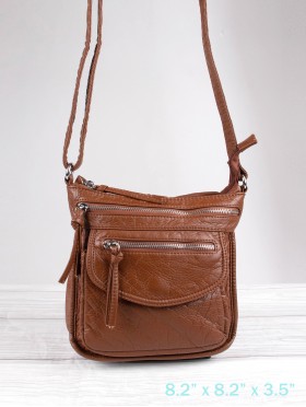 Solid Faux Leather Front Pocket Satchel